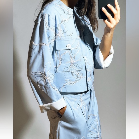 Zara Jackets & Blazers - ZARA EMBROIDERED ROUND NECK JACKET
